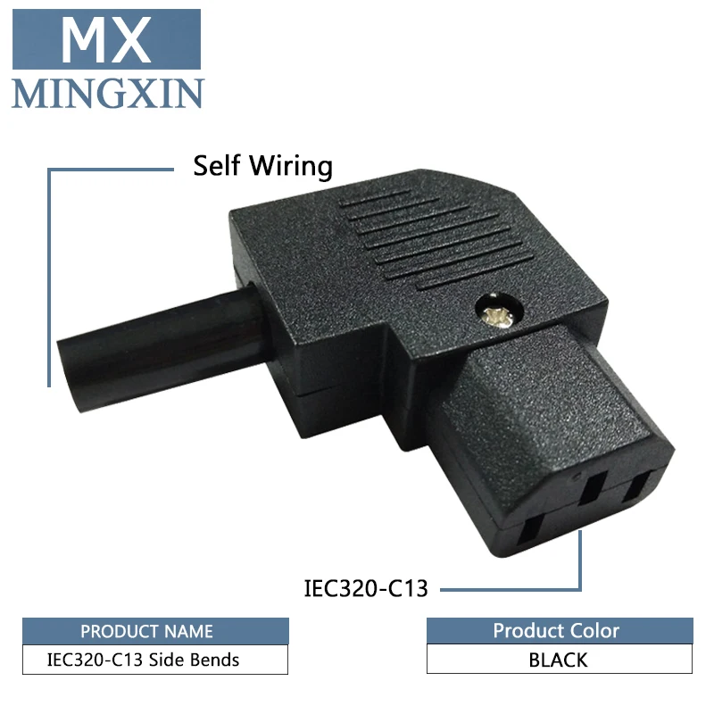

C13 Left Angle IEC Rewirable Horizontal Connector 125 V-250 V C13 90 Degree Plug