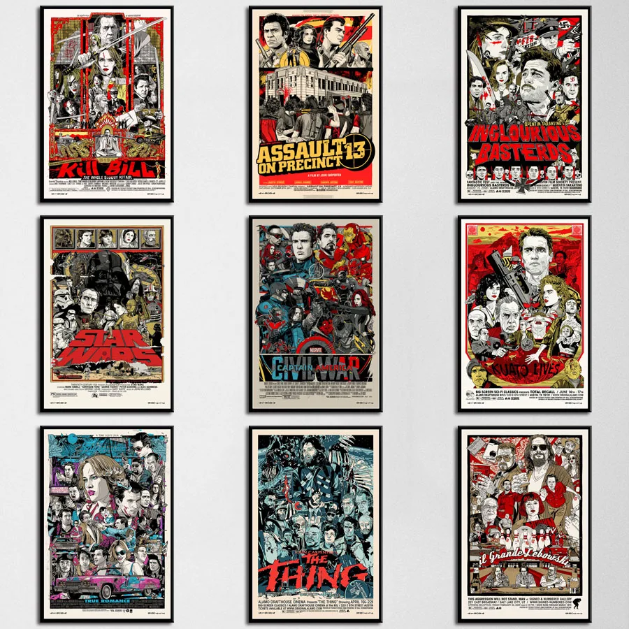 

P511 Popular Hot Classic Movie Kill Bill Iron Man The Thing Retro Art Painting Silk Canvas Poster Wall Home Decor