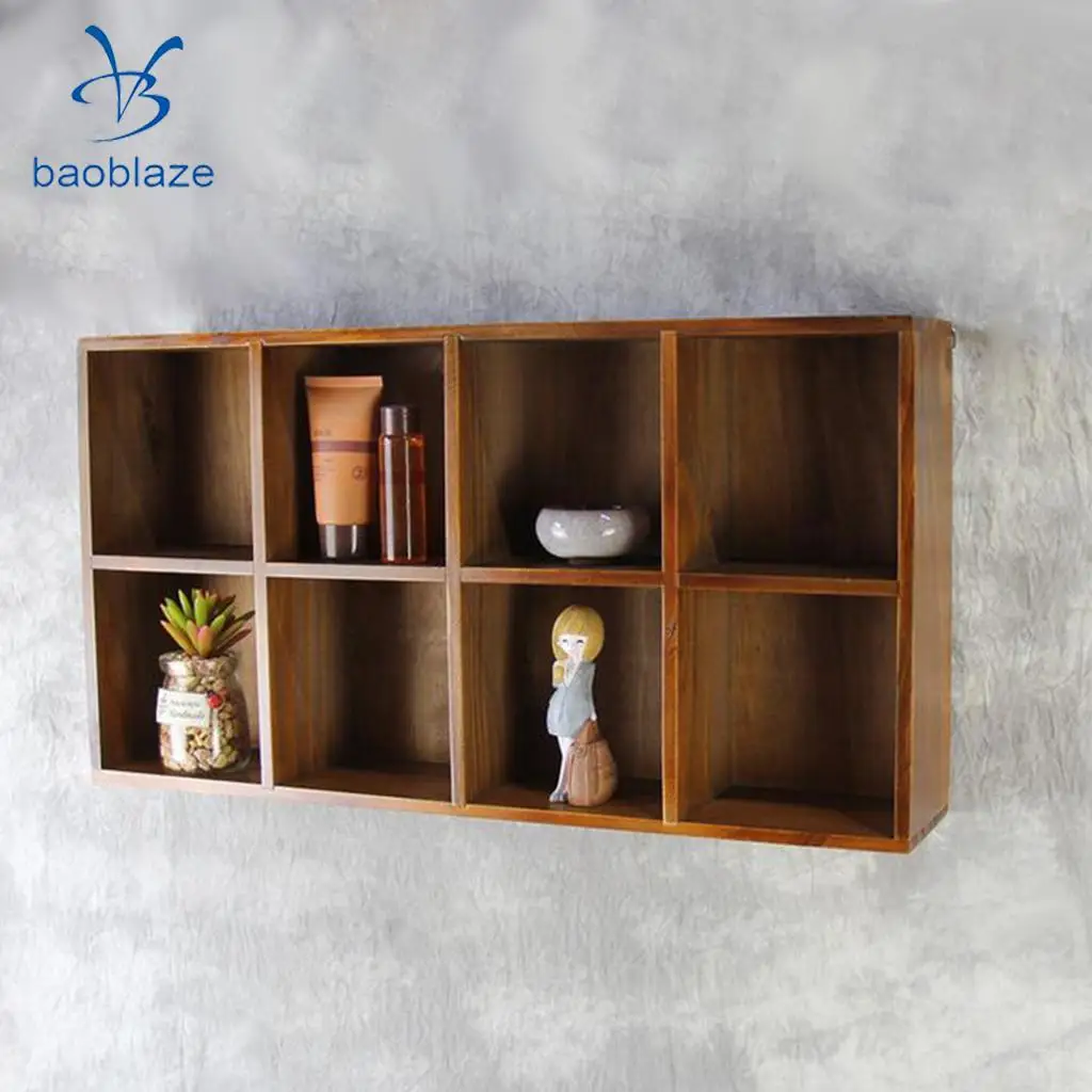 2 Tiers 8 Lattice Floating Shelves Wall Mounted Display Ledge Shelf with Bracket for Pictures and Frames Modern Home Decorative