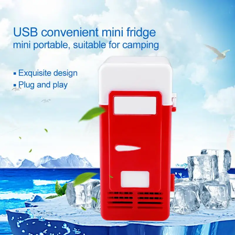 Фри магазин мини холодильник USB со светодиодный подсветкой холодильник напиток банок охладитель и теплее для офис автомобиля