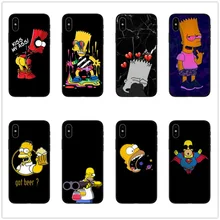 Homer J. Simpson Черный силиконовый чехол для телефона чехол для iPhone 5 5S SE 6 6s 7 8 Plus X 10 XR XS Max Bart Simpson Забавный мультяшный чехол