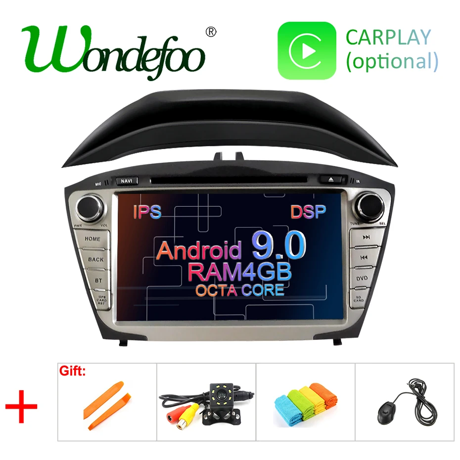 

4G Android 9.0 IPS SCREEN DSP AV Output CAR DVD PLAYER For Hyundai ix35 Tucson GPS player navigation radio stereo pc