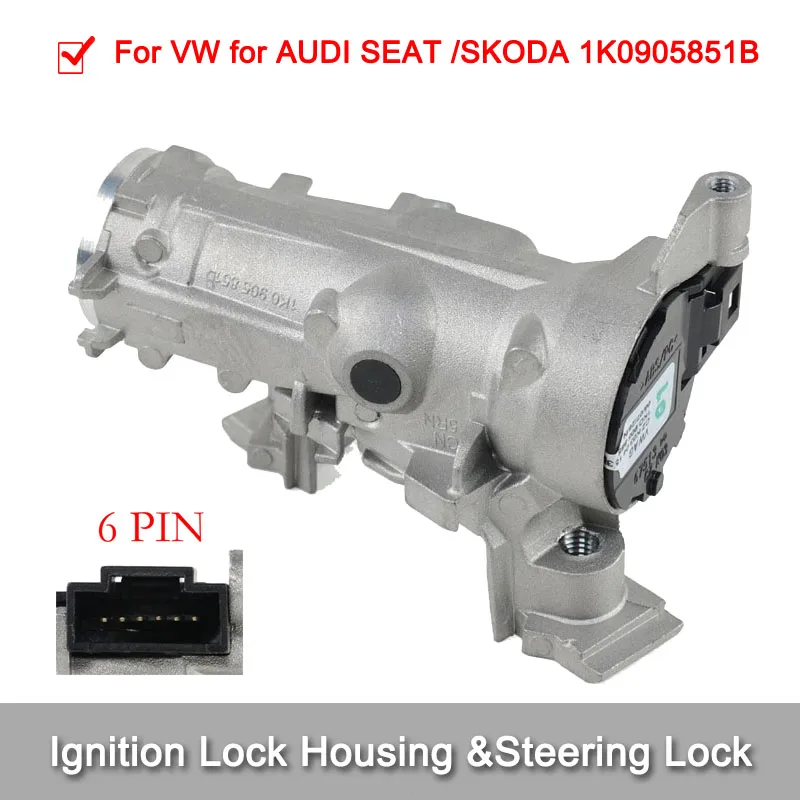 

1 Pcs Ignition Switch Steering Lock & Steering Lock Barrel Housing For VW For AUDI SEAT /SKODA 1K0905851B