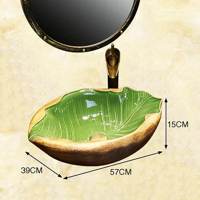 4 цвета, MAEBOW первобытный стиль ручной работы Нерегулярные Керамические Умывальник лист как столешница раковина для ванной комнаты