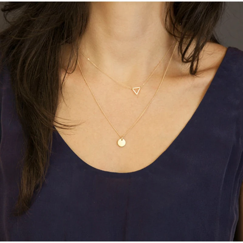 Nouvelle-d-claration-collier-Argent-et-or-Collier-Double-Couches-Charmes-Disque-triangle-Pendentif-collier-Pour.jpg_640x640