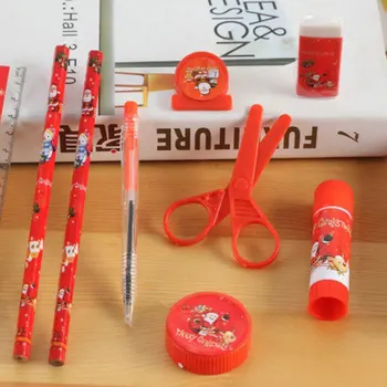 

Eraser Ball Pen 12Pcs/Set Stationery Set Pencil Writing Supplies Gift Christmas Children Student Creative Sharpener Ruler
