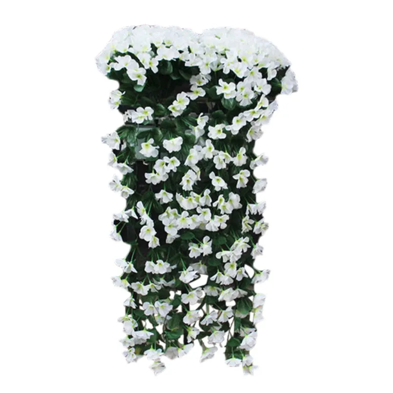  Hanging Flowers Artificial Violet Flower String Wall Wisteria Basket Hanging Garland Vine Flowers Fake Silk Orchid #3A08 (5)