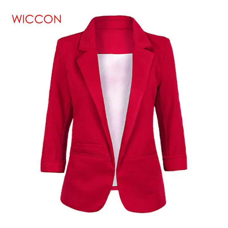 

Open Front Notched Blazers 2019 Autumn Women Formal Office Work Slim Fit Blazer White Ladies Suits Size S-XXL Red