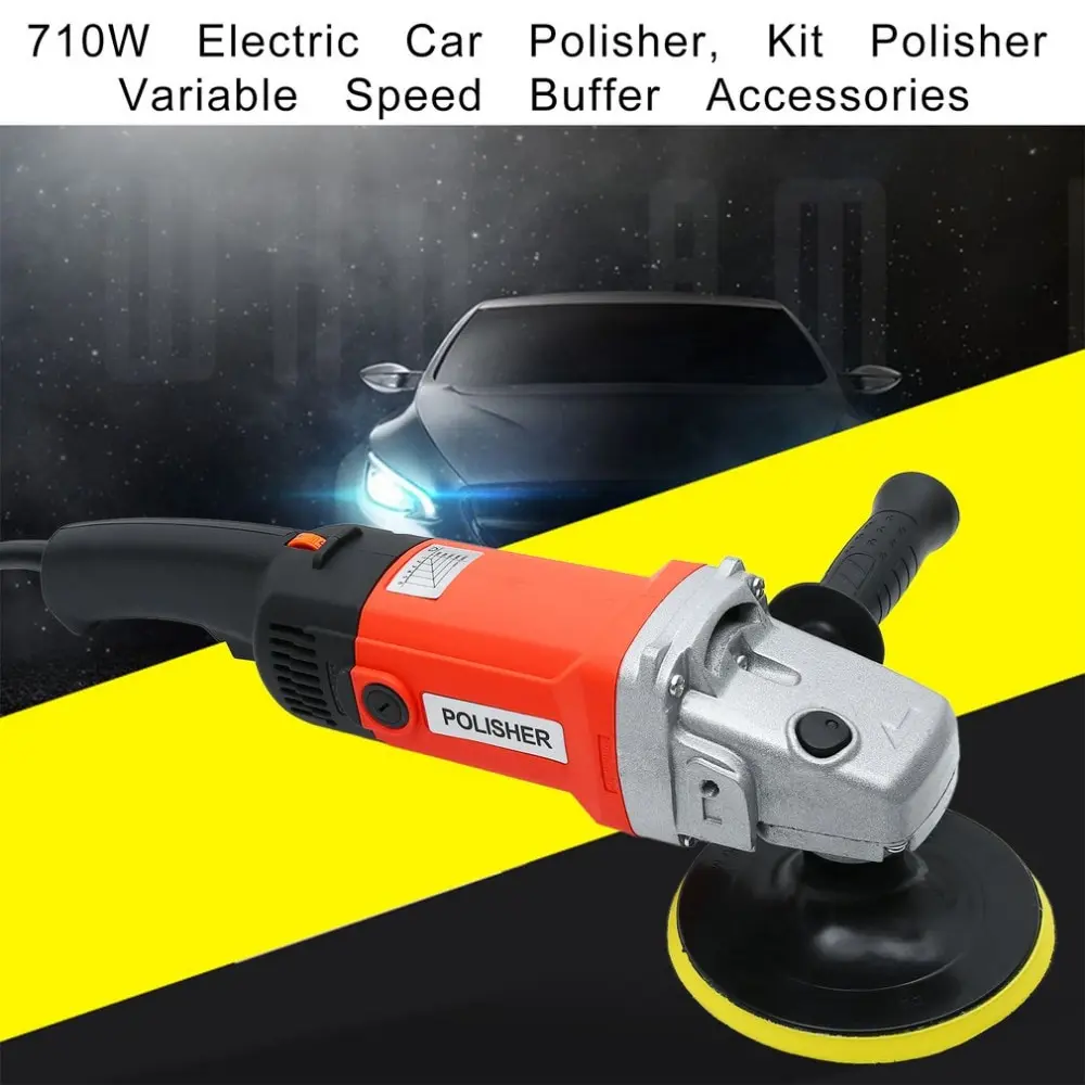 

Newest 710W Electric Car Polisher Kit, Dual Action, Eccentric Roration, Variable Speed Buffer Waxer Sander Accessories