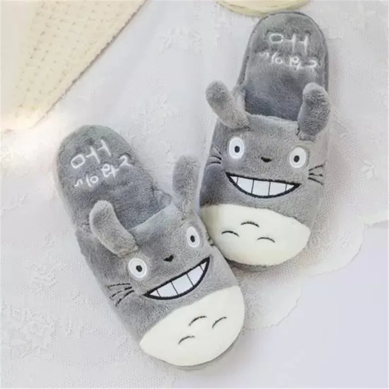 Totoro/милые женские/мужские домашние тапочки с котом из мультфильма; домашние тапочки для спальни; удобная теплая зимняя обувь - Цвет: 1