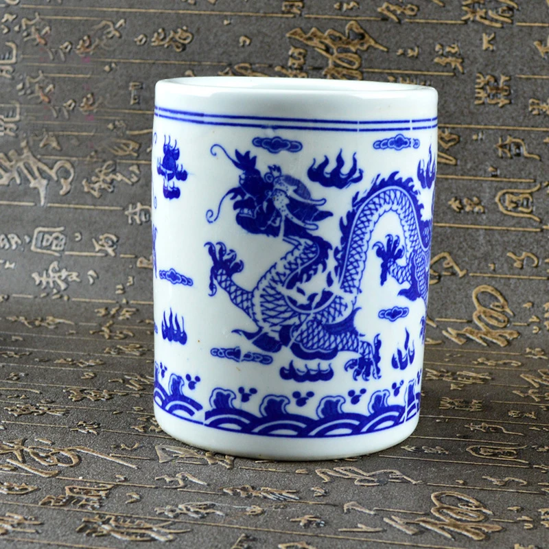 

porcelain modern fashion blue and white porcelain pen holder home decorations living room Decoration 125x100mm