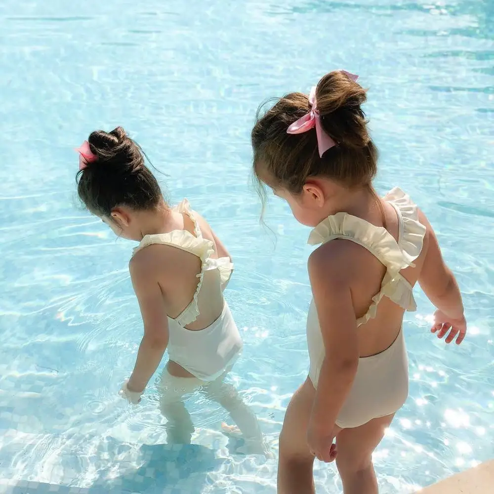 

Kids Bathing Suits Baby Girls one Piece Back Lace Bikini Canopea 2019 Children swimwear infant swimsuit girl kids Summer bikini