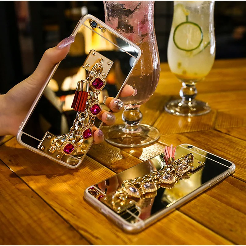 Мягкий зеркальный чехол для Huawei P30 P20 Lite Pro P10 P9 Honor 10 Mate с бахромой браслет чехлы