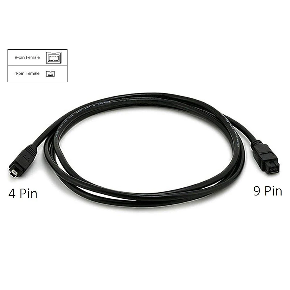 Черный Кабель IEEE 1394 Firewire 800 к Firewire 400, 9 Pin/4Pin Male/Male 10 FT