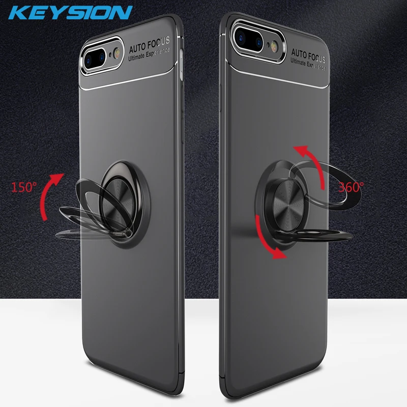 KEYSION Роскошный чехол для телефона с кольцом держателем iPhone 7 8 Plus магнитная
