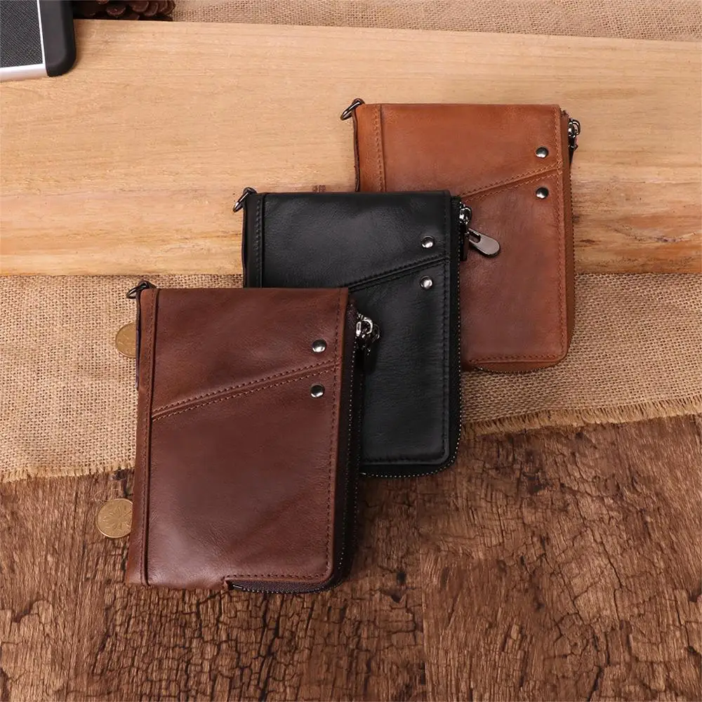 

100% Genuine Leather Men Wallet Small Zipper Pocket Men Wallets Portomonee Male Short Coin Purse Brand Perse Carteira For Rfid