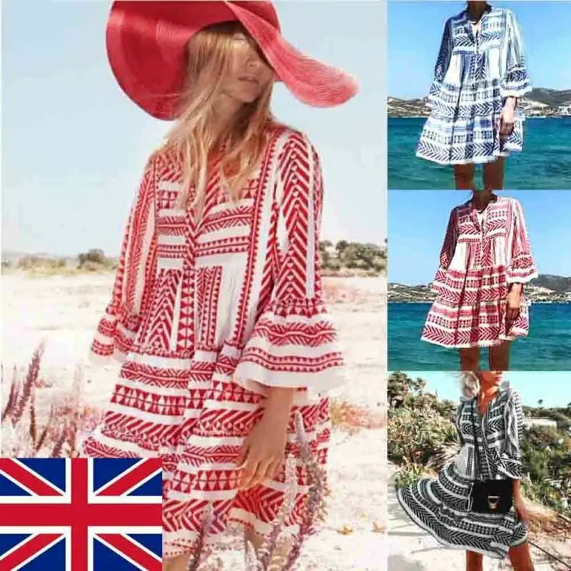 

Women Summer Boho Hippie Tassels Shawl Top Floral Kimono Loose Holiday Loose Ladies Summer Beach Mini Swing Sun Dress Plus Size