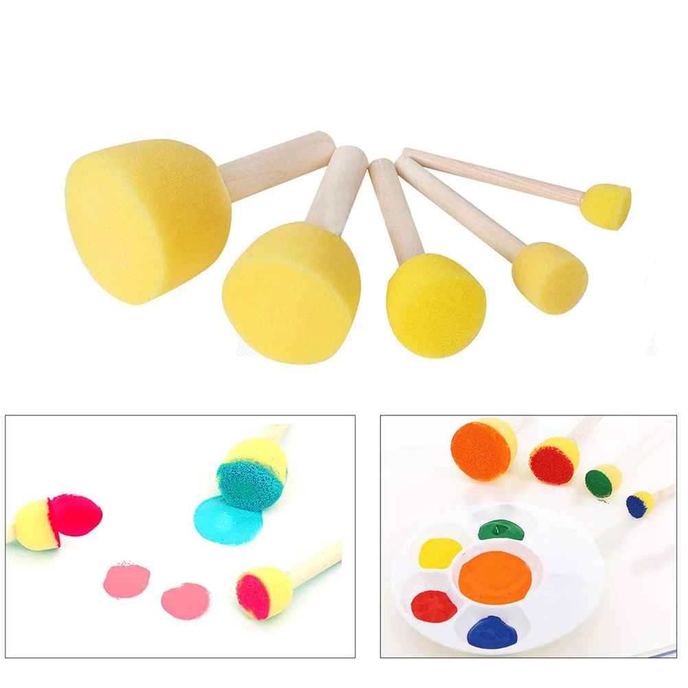 

Paint Brush Set 40Pcs 5 Sizes Round Paint Foam Sponge Brush Set Kids Painting Tools for DIY Painting for Kids Arts
