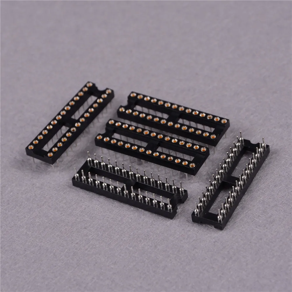 28Pin DIP28 SIP Round IC Sockets Adaptor Solder Type IC Connector 5pcs Round Hole
