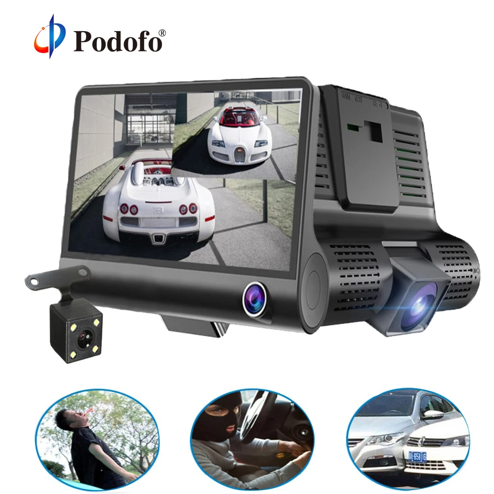 Podofo 4 0 3 Way Car DVR font b Camera b font Video Recorder Rear View