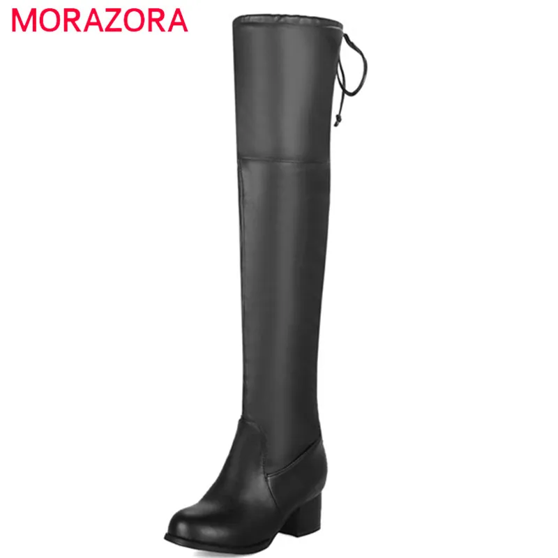MORAZORA 2018 hot sale new shoes woman thigh high over the knee boots women round toe autumn winter high heels boots black цена MORAZORA 2018 hot sale new shoes woman thigh high over the knee boots women round toe autumn winter high heels boots black цены онлайн