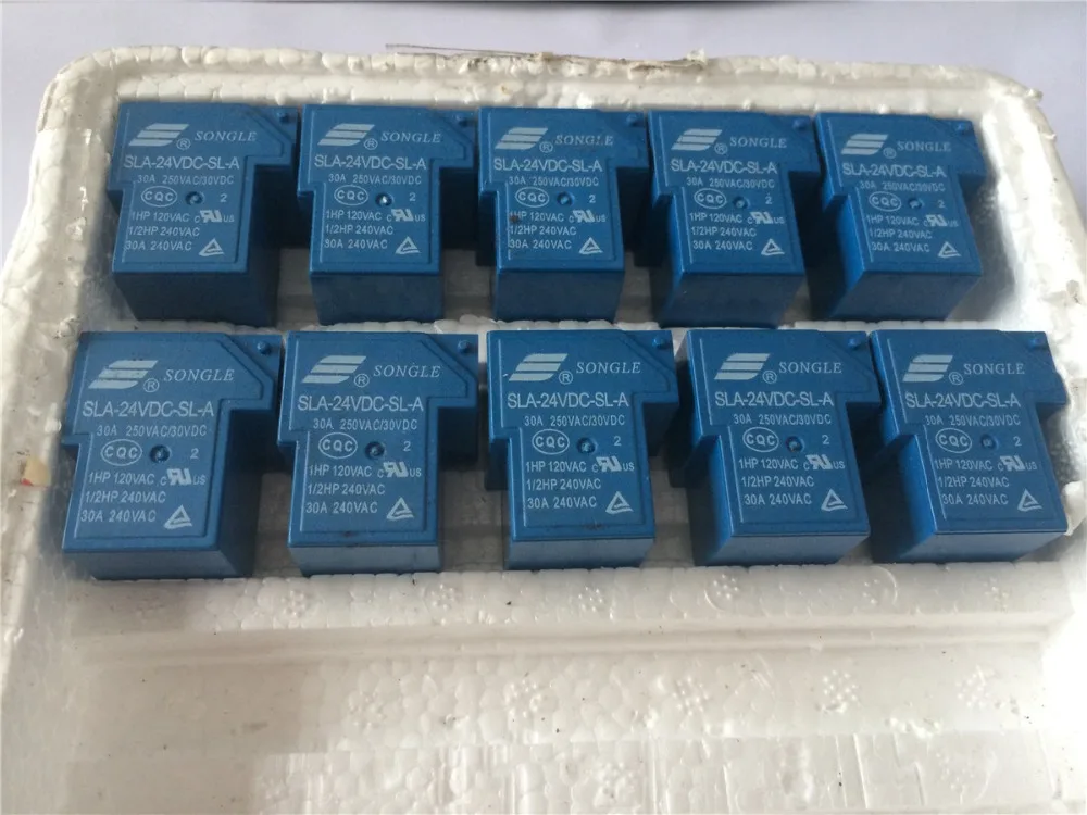 

10pcs SLA-24VDC-SL-A DC 24V Coil 30A 250V AC/30V DC 4 Pin PCB Type Power Relay