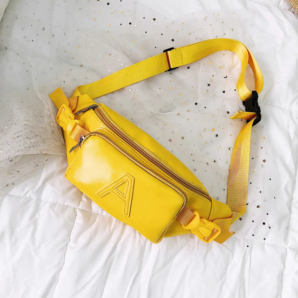 حقائب النساء 2019 PU حقائب يد جلدية للجنسين الأزياء لون نقي حقيبة الكتف للماء Crossbody حقيبة الصدر حزمة كيس الرئيسي فام