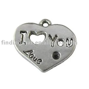 

FREE SHIPPING 100pcs Tibetan silver I LOVE YOU heart charm A10361