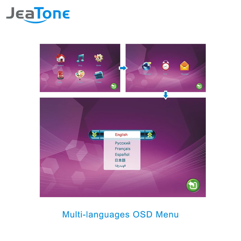 Система видеонаблюдения JeaTone 7 дюймов TFT 2 и 1 1200TVL|video door phone|door phonevideo phone system |