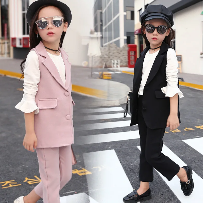 2016 New Fashion Casual Kids Girls clothes set jacket Pant Clothes Set Summer Chidren Clothing