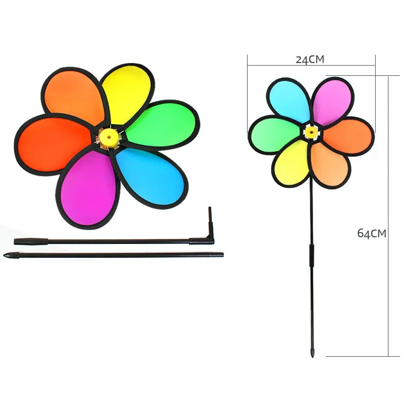 6 шт. красочные радужные дазы цветок Спиннер ветряная мельница для сада, двора, улицы Декор