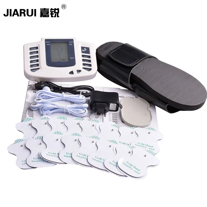 JIARUI Body Massage Machine Electronic Muscle Stimulator Relax Muscle Massage Tens Acupuncture Therapy Slipper+16 Pads