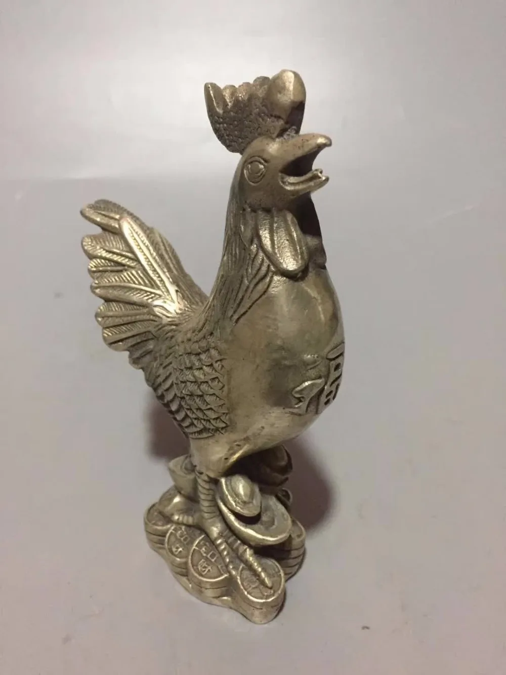 

Collection tibet silver Money rooster statue,Home/ office desk decoration Feng shui cock sculpture