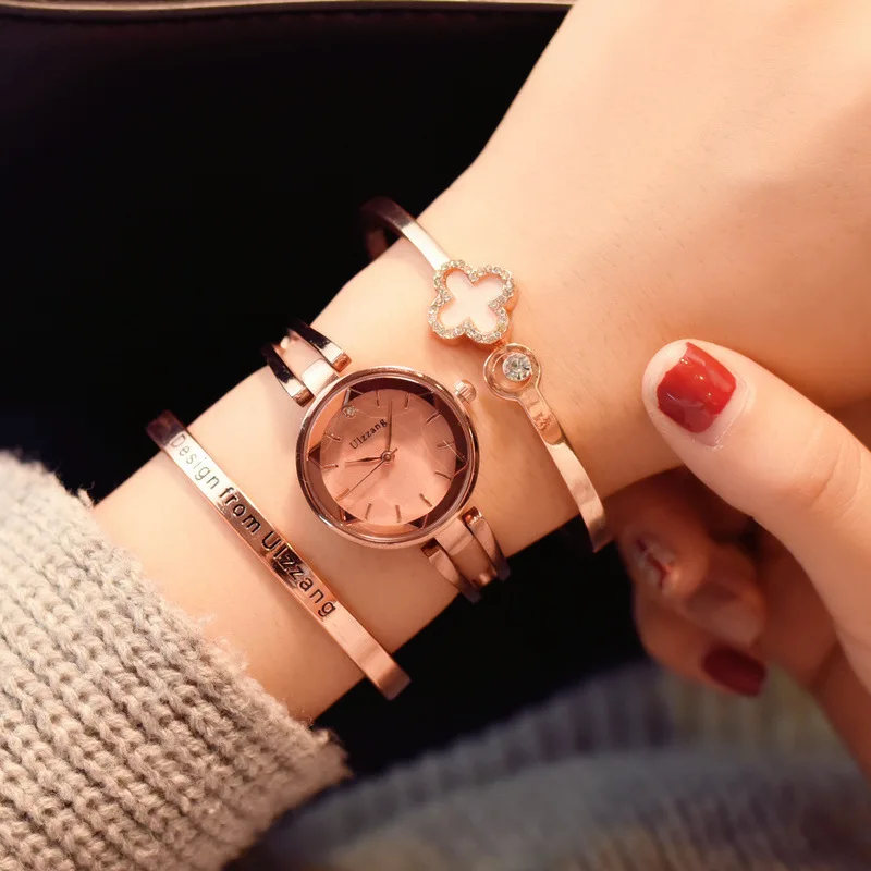 

Ulzzang Brand Fashion Rose Gold Women Bracelet Watches Rhinestone Luxury Elegant Popular Watches for Women Casual Ladies Clock