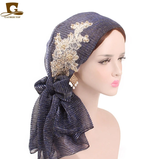 Women Hair Loss Head Scarf Cancer Hat Lace Chemo Cap Turban Head Wrap ...