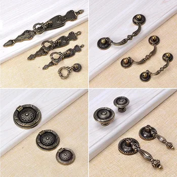 Vintage Bronze Furniture Cabinet Kitchen Door Handles Pulls Hardware Wardrobe Drawer Antique Handle Knob