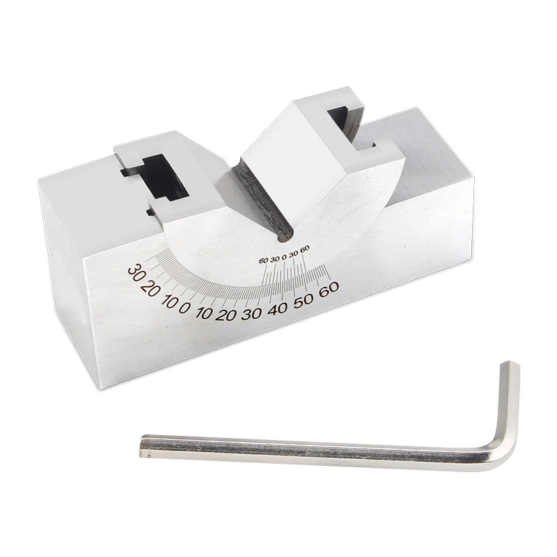 Slver Precision Grinding Machine Angle Plate V Block 0-60 Degrees Adjustable Micro Angle Gauge With