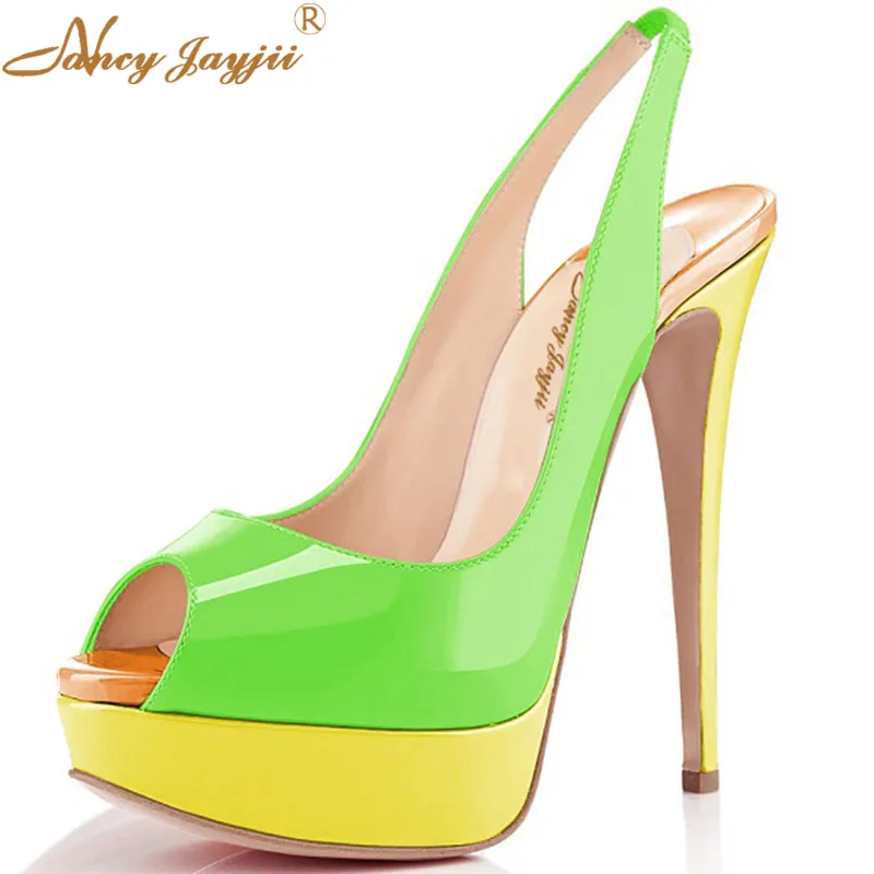 green pattern heels