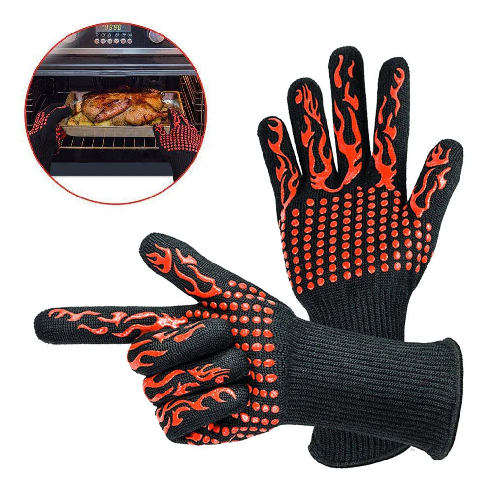 1 Pair BBQ Grilling Cooking Gloves Extreme Heat Resistant Oven Gloves XB 66