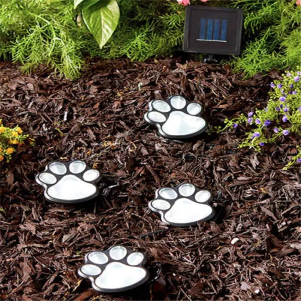 4 Solar Cat Animal Paw Print Lights LED Solar Lamps Garden Outdoors Lantern LED Path Decorative Lighting Lamp Kangsanli
