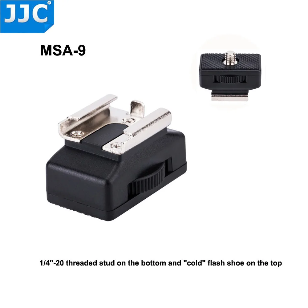 JJC MSA-9 Shoe Adapter For Auxiliary Flash Tripod Light 1/4"-20 Threaded Stud To Female Hotshoe Adapter