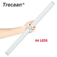 20/36/64 светодиодный s USB Перезаряжаемые светодиодный свет под кабинет движения PIR Сенсор шкаф ночник для шкаф кухонный шкаф