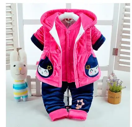 Милая хлопковая стеганая куртка для маленьких девочек 6 - Цвет: Розовый