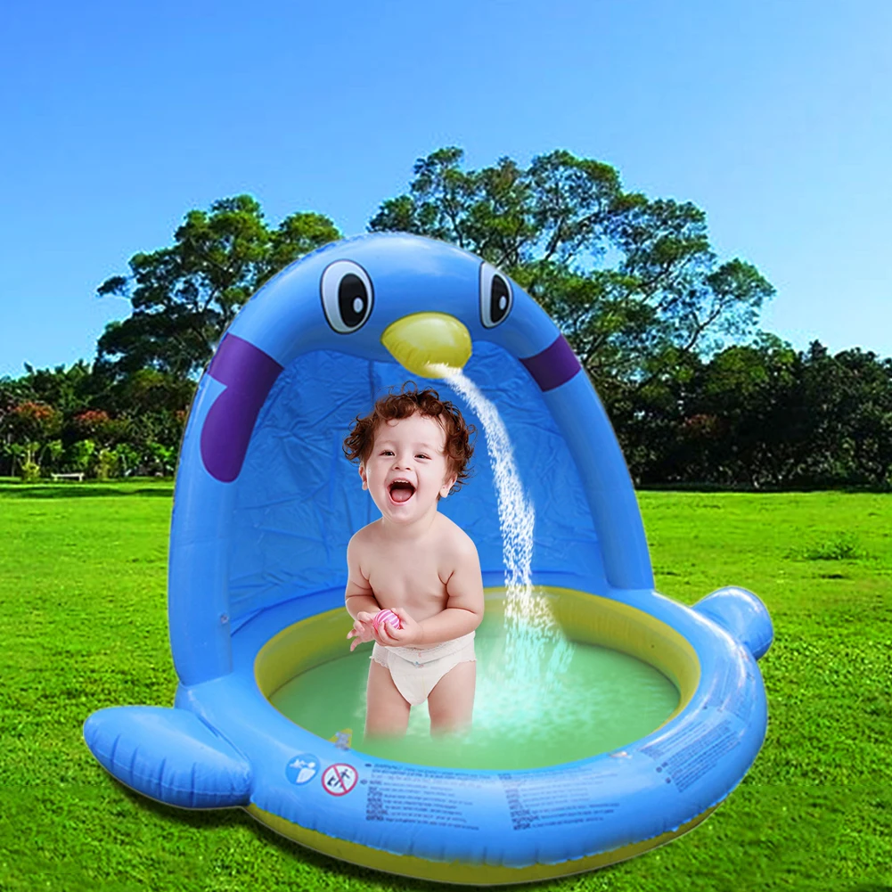 Детский водный спрей игровой коврик закрытый бассейн утолщенный в форме пингвина надувной детский бассейн родитель-ребенок