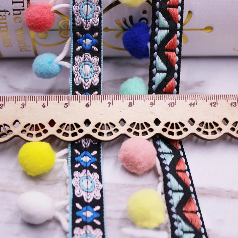 Pom Pom Trim Lace Fabric Sewing Accessories Pompoms Trim tassel Ball Fringes Ribbon Sewing Lace For DIY Craft Apparel 1Meter