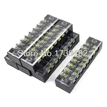 

600V 15A 2 Row 8P Screw Connector Electric Barrier Terminal Block Strip 6Pcs