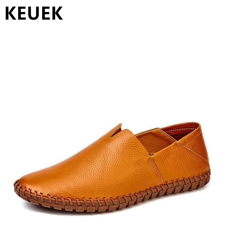 

Genuien leather Casual shoes Men Loafers Soft Comfortable Slip-On Flats Male Driving shoes 02A