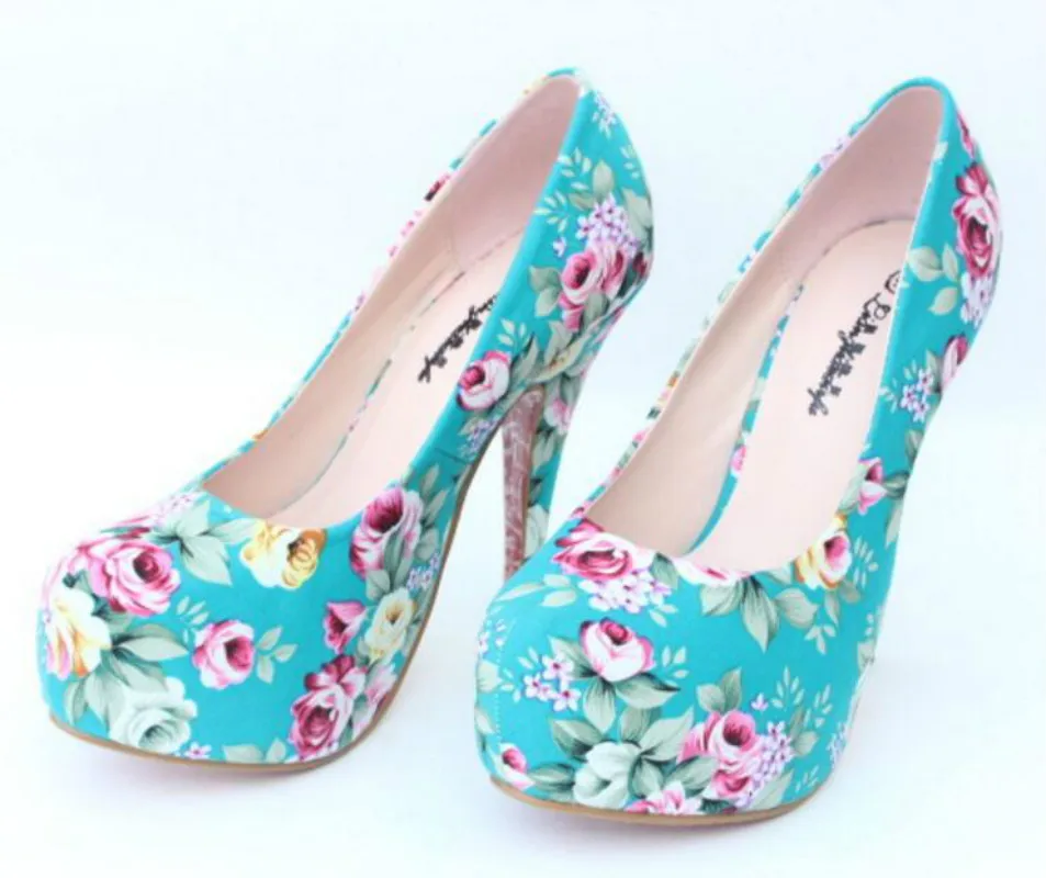 rouge blanc Pompes forme Plate Fleurs Blue De Mariage 43 34 Parti light Blue Sexy Femmes Imprimé Du Femme Filles Hauts Eur Dark Talons Chaussures Rqwxd1