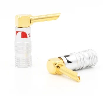 

12pcs Gold Plated L-Type 90 Degree BFA Banana Connectors Plug Screw Lock Cable Wire