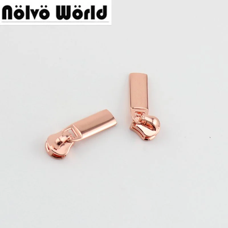 

10pcs 5# metel teeth ,nylon teeth zip slider Rose gold Plating accessory metal zipper puller for bags garments fabric accessory